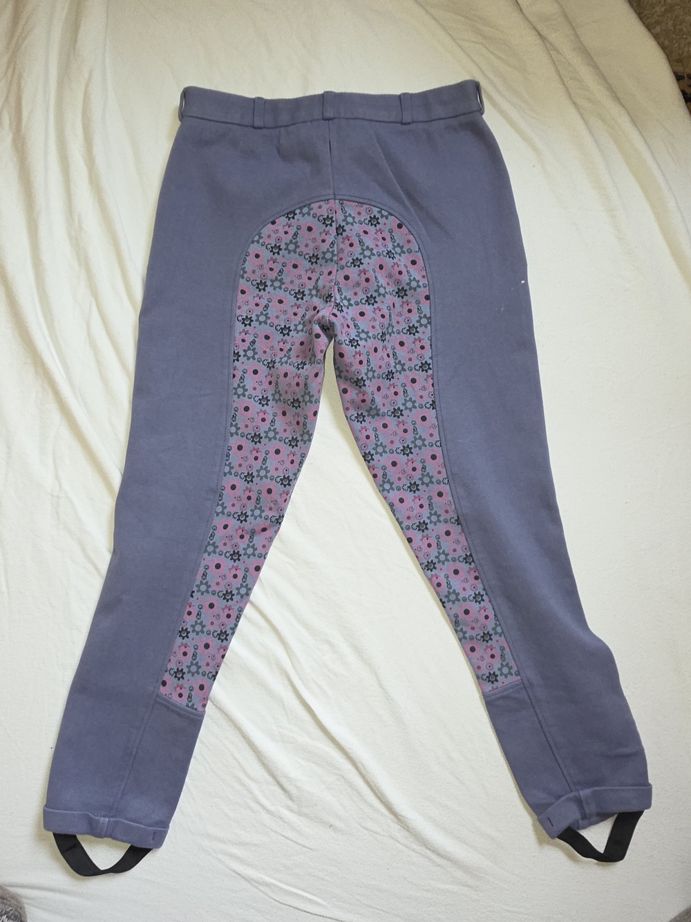 Purple Floral-Panel Riding Tights